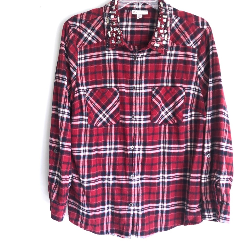 Cb EST 1962 Plaid Flannel Beaded Shirt